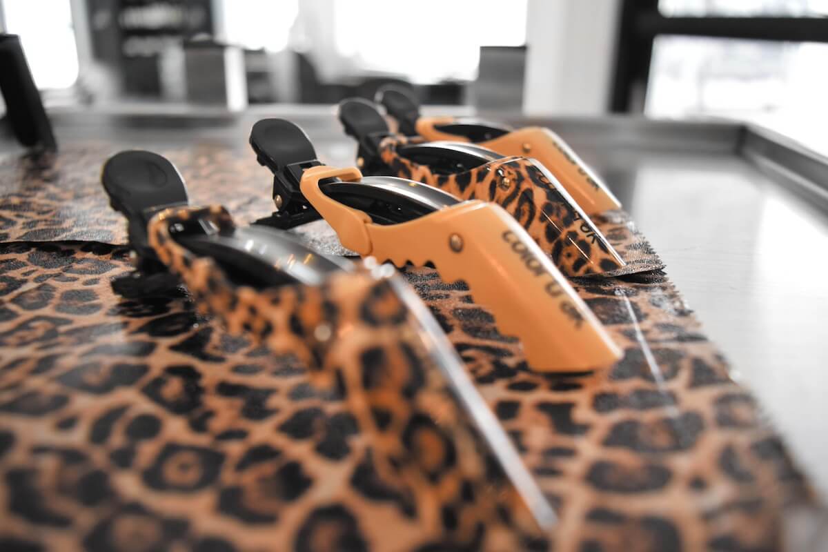 Collection of cheetah print and orange professional hair clips
